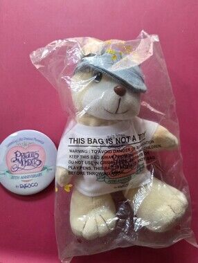 Precious Moments Tender Tails 1998 Exclusive 20th Anniversary Bear + Pinback